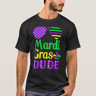 T-shirt American Flag Sunglasses Mardi Gras Dude