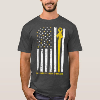 T-shirt American Flag Support Squad Chilhood Cancer Aware