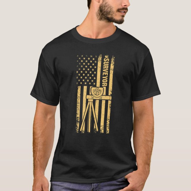 T-shirt American Flag Surveyor Land Examiner Voiture patri (Devant)