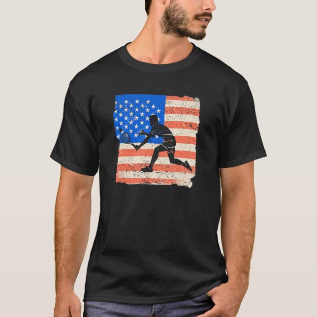 T-shirt American Flag Tennis Player Funny US Sports Lover  (Devant)