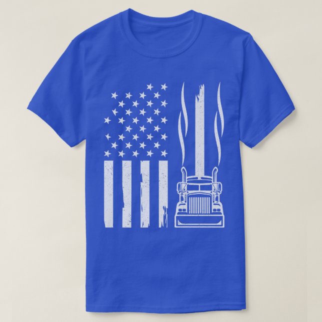 T-shirt American Flag Truck Driver 18 Wheeler Trucking Tru (Design devant)