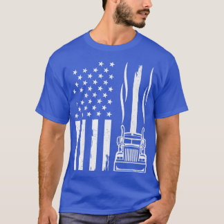 T-shirt American Flag Truck Driver 18 Wheeler Trucking Tru