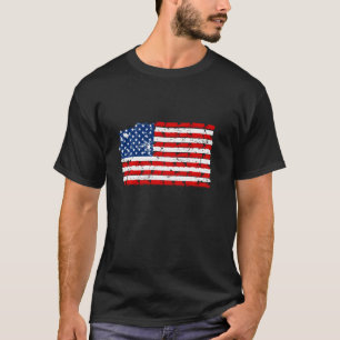 T-shirt American Flag Truck Lover Modèle Vintage Truck