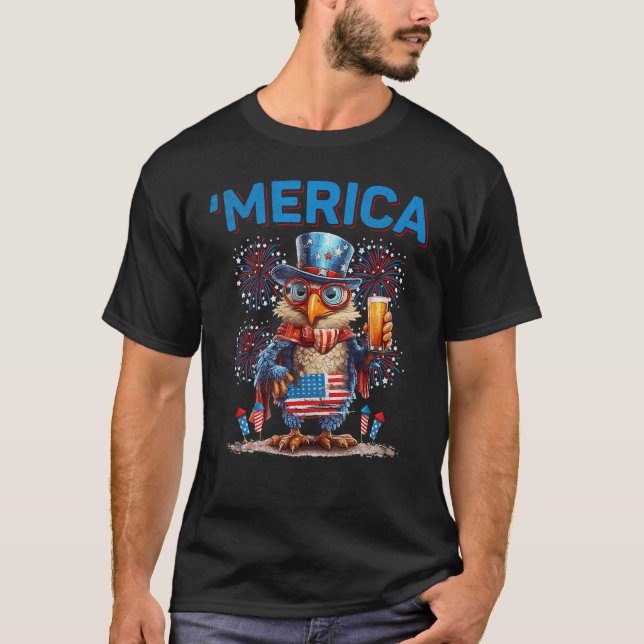T-shirt American Flag US Patriotic Chicken 4th Of July Mer (Devant)