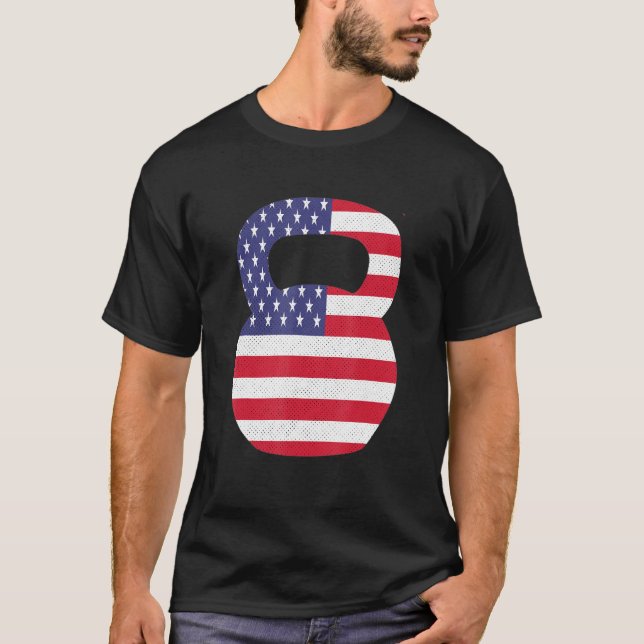 T-shirt American Flag Usa 4 juillet Kettlebell Gym Worko (Devant)