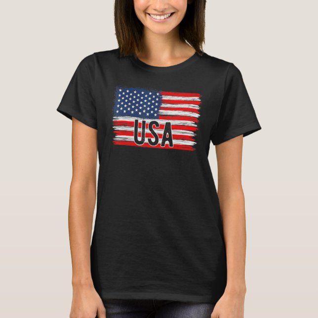 T-shirt American Flag Usa 4th Of July Independence Day Pat (Devant)