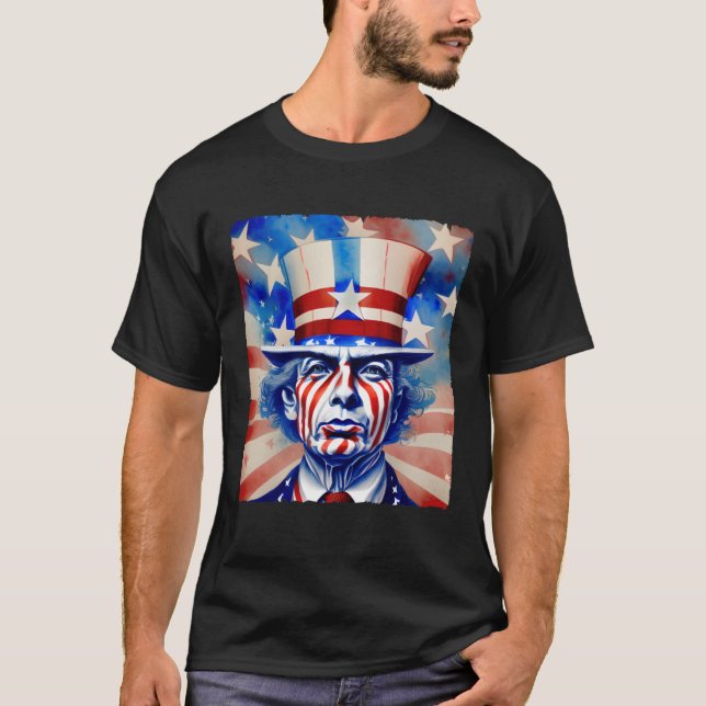 T-shirt American Flag USA Casquette Uncle Sam 4 juillet Pa (Devant)