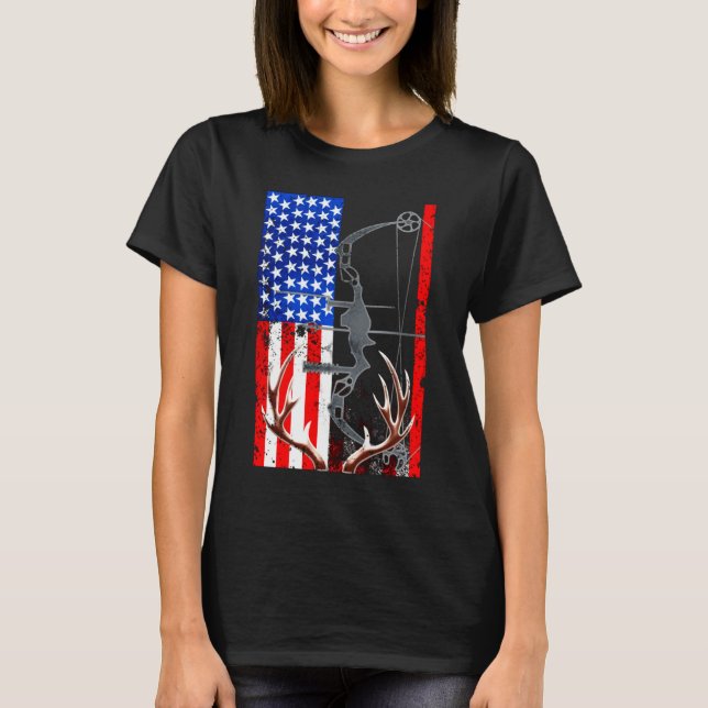 T-shirt American Flag USA Hunter Bow (Devant)