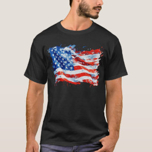 T-shirt American Flag USA Watercolor 4 juillet