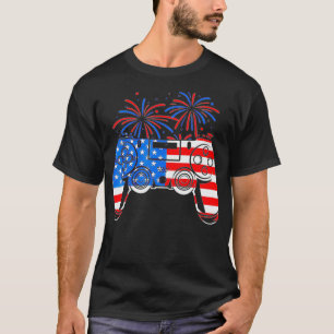 T-shirt American Flag Video Game Controller Happy 4th Of J