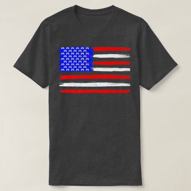 T-shirt American Flag Video Game Patriotic 4th Of July Chr (Design devant)