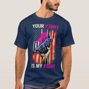 T-shirt American Flag Votre Flag Est Mon Fight Breast Canc