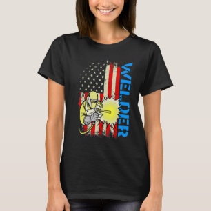 T-shirt American Flag Welder Travailleur Vintage en métal