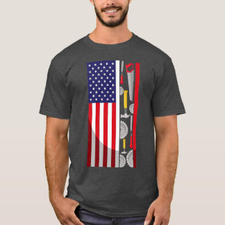 T-shirt American Flag Woodworker Tools penter Patriotique