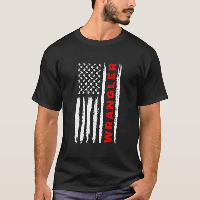 T-shirt American Flag Wrangler Us Usa Flag Patriotic (Devant)