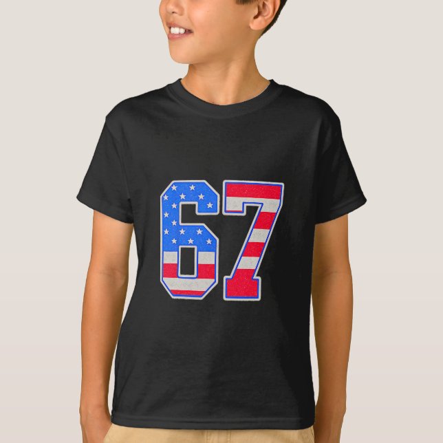 T-shirt American Flage 67 Six Seven Meme  (Devant)