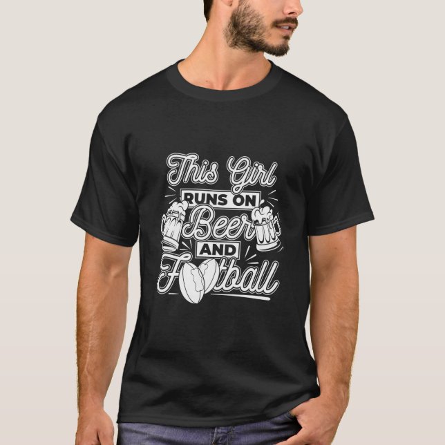 T-shirt American Football Footballer Player Football Beer (Devant)