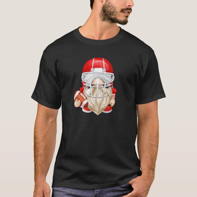 T-shirt American Football Gnome With Red Football Helmet F (Devant)