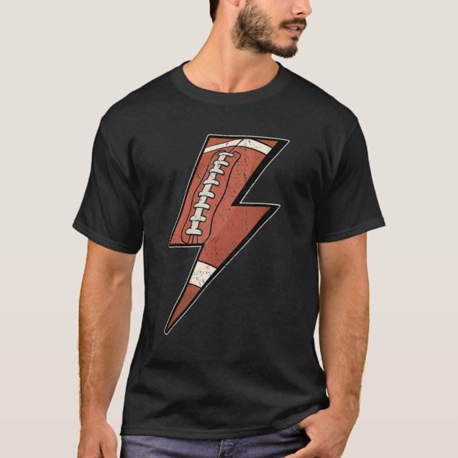 T-shirt American Football Lightning Bold Lineman Hommes Fe (Devant)