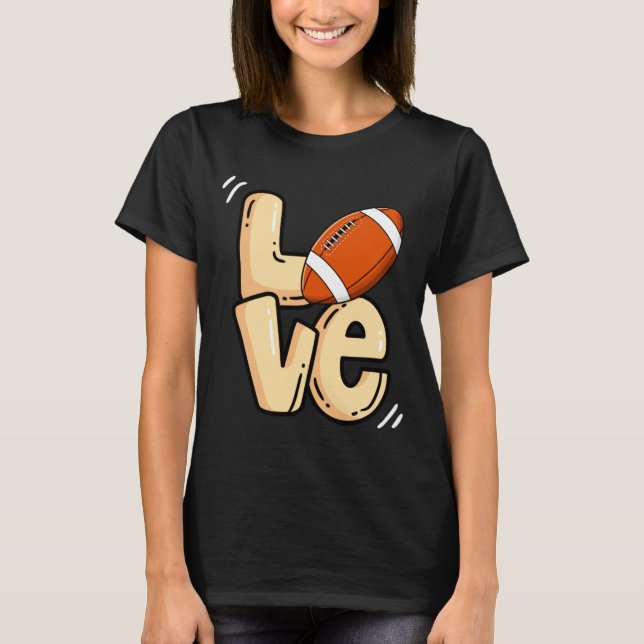 T-shirt American Football Love Valentines Rugby Srts Pl  (Devant)