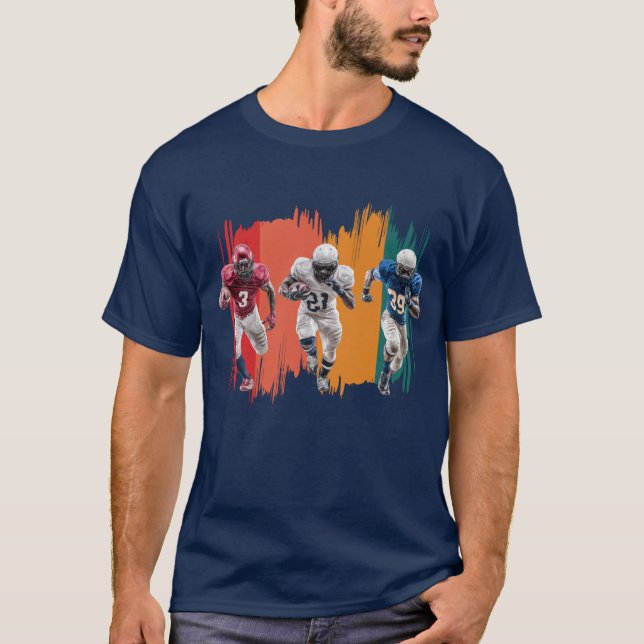 T-shirt American Football Players Running Sports Design (Devant)