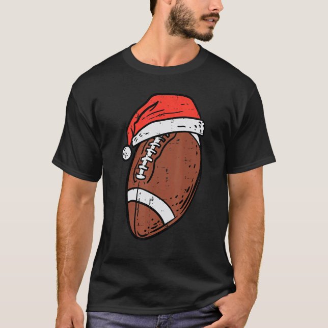 T-shirt American Football Santa Hat Sports Christmas Xmas  (Devant)