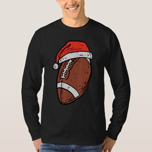 T-shirt American Football Santa Hat Sports Christmas Xmas  (Devant)
