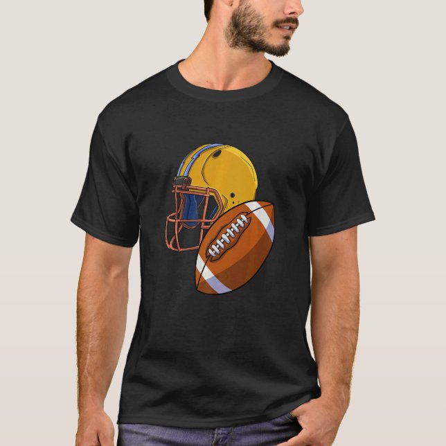 T-shirt American Football Team  Men Football Helmet & Ball (Devant)