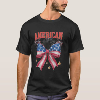 T-shirt American Girl Coquette Bow États-Unis drapeau amér