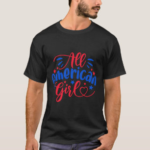 T-shirt American Girl Independence Day 4 juillet Drapeau a