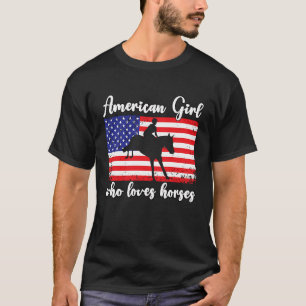 T-shirt American Girl qui adore faire des courses de cheva
