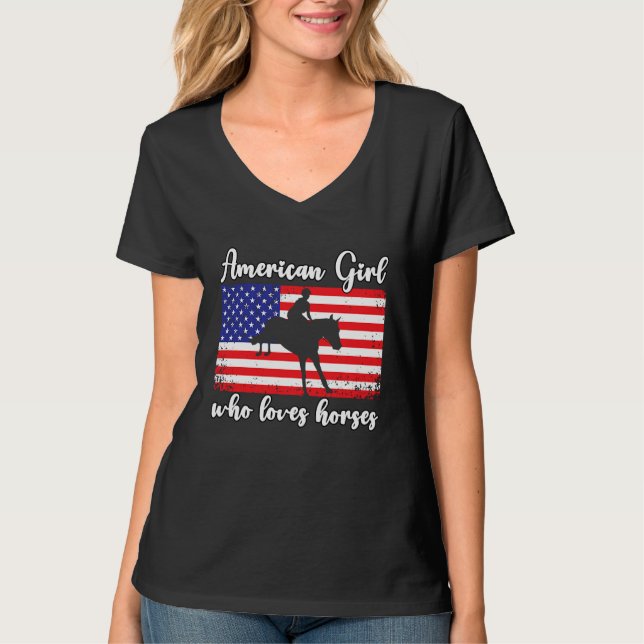 T-shirt American Girl who loves eventing horses rider  4 (Devant)