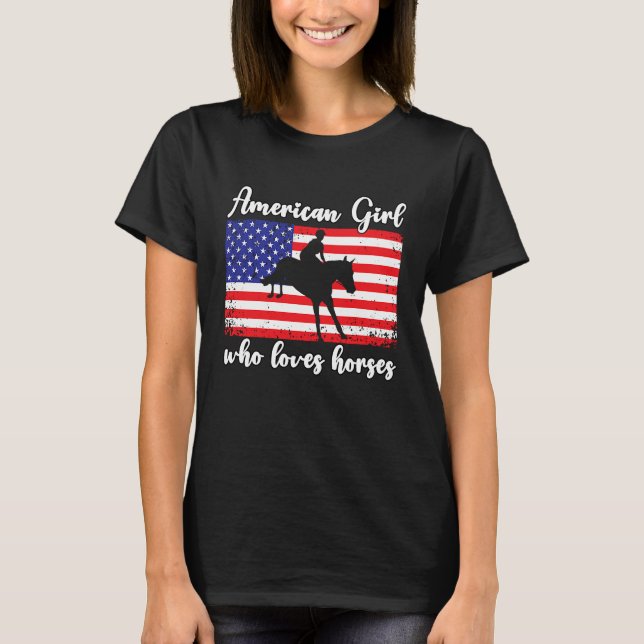 T-shirt American Girl who loves eventing horses rider  4 (Devant)