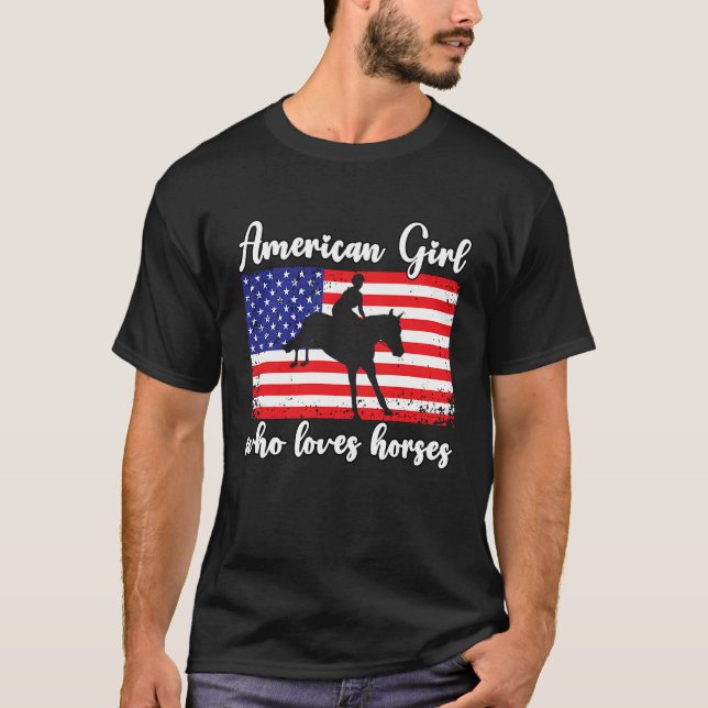 T-shirt American Girl who loves eventing horses rider  4 (Devant)