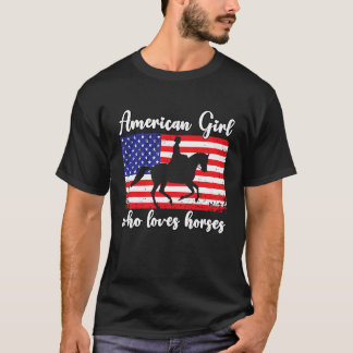 T-shirt American Girl who loves eventing horses rider 7