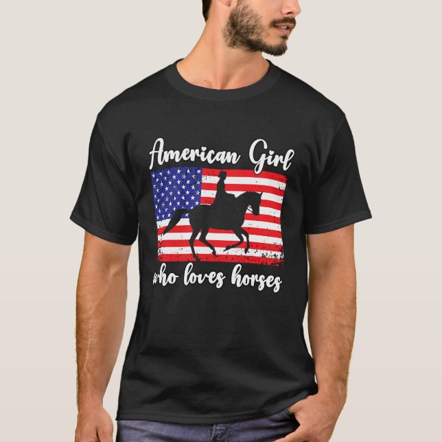 T-shirt American Girl who loves eventing horses rider  7 (Devant)