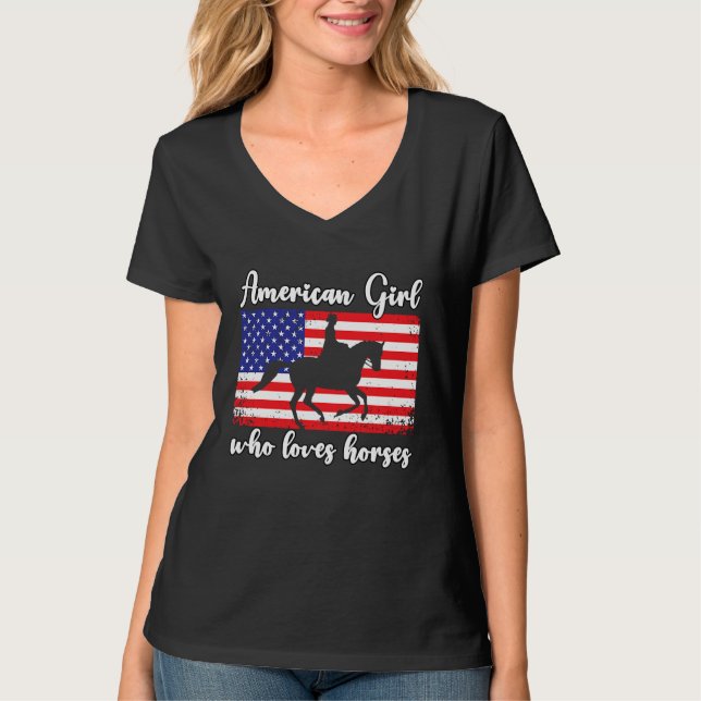 T-shirt American Girl who loves eventing horses rider  7 (Devant)