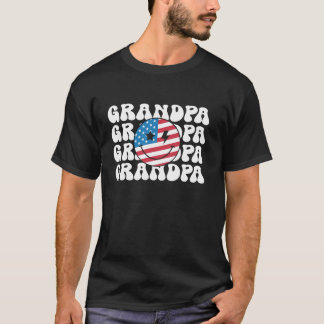 T-shirt American Grandpa Retro Super 4 juillet Smile Fa