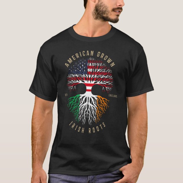 T-shirt American Gros Irish Roots Irlande Drapeau St Patri (Devant)