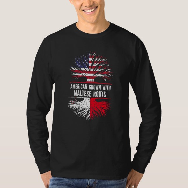 T-shirt American Grosse Avec Des Racines Maltaises Drapeau (Devant)