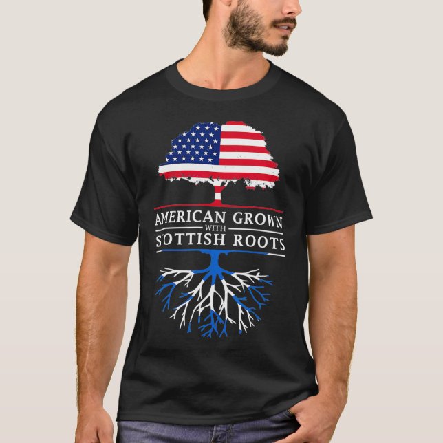 T-shirt American Grosse avec Scottish Roots Scotland (Devant)