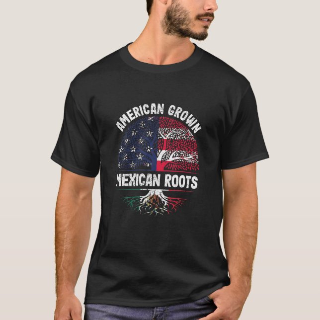 T-shirt American Grosse Mexicaine Racines USA Mexique Drap (Devant)