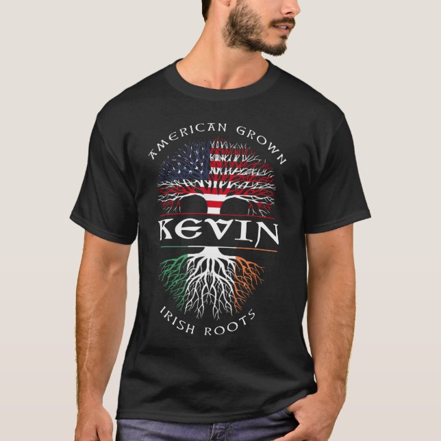T-shirt American Grosses Irish Roots KEVIN Irlandais Nom (Devant)