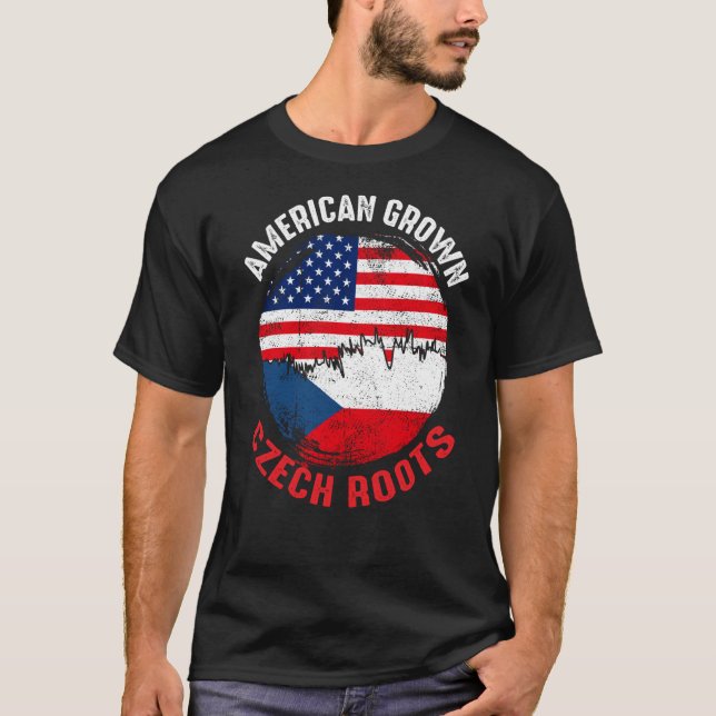 T-shirt American Grotte tchèque Racines drapeaux Vintages  (Devant)
