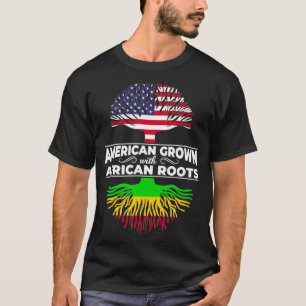 T-shirt American Grown African Roots USA Drapeau noir Hist