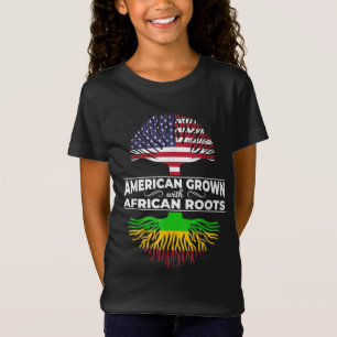 T-Shirt American Grown African Roots USA Drapeau noir Hist