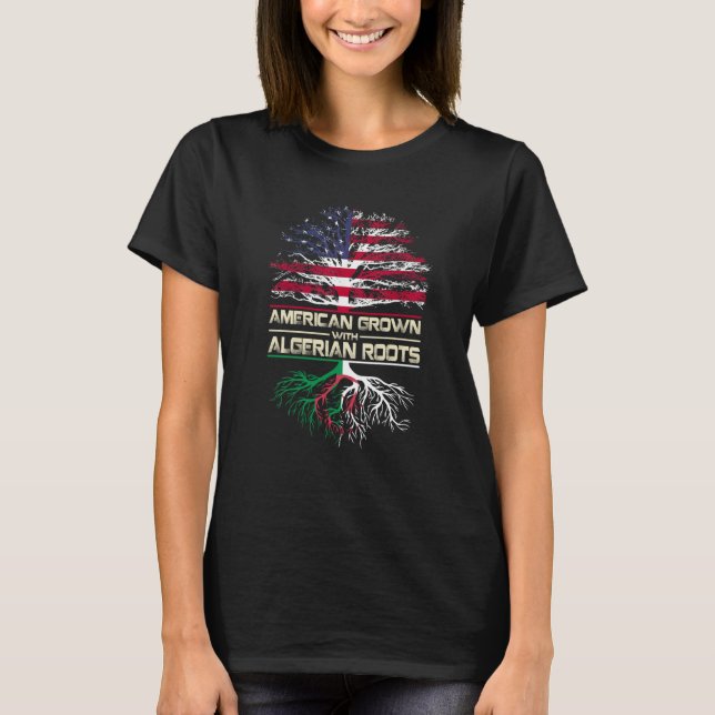 T-shirt American Grown Algerian Heart Love Algeria Flag (Devant)