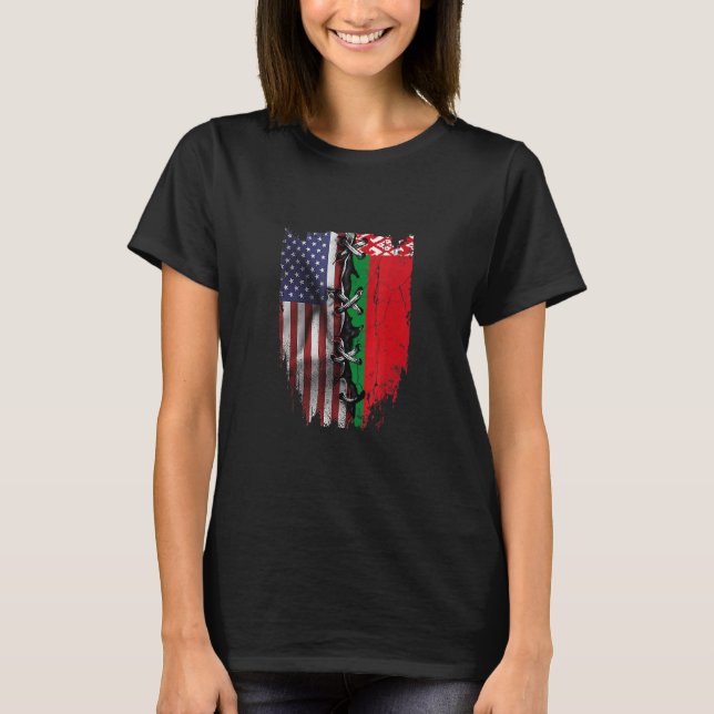 T-shirt American Grown Belarusian Roots USA Belarus Flag (Devant)