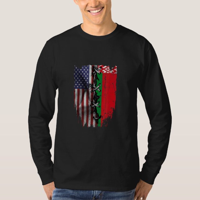 T-shirt American Grown Belarusian Roots USA Belarus Flag (Devant)