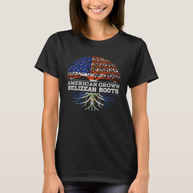 T-shirt American Grown Belizean Roots America Belize Tree  (Devant)